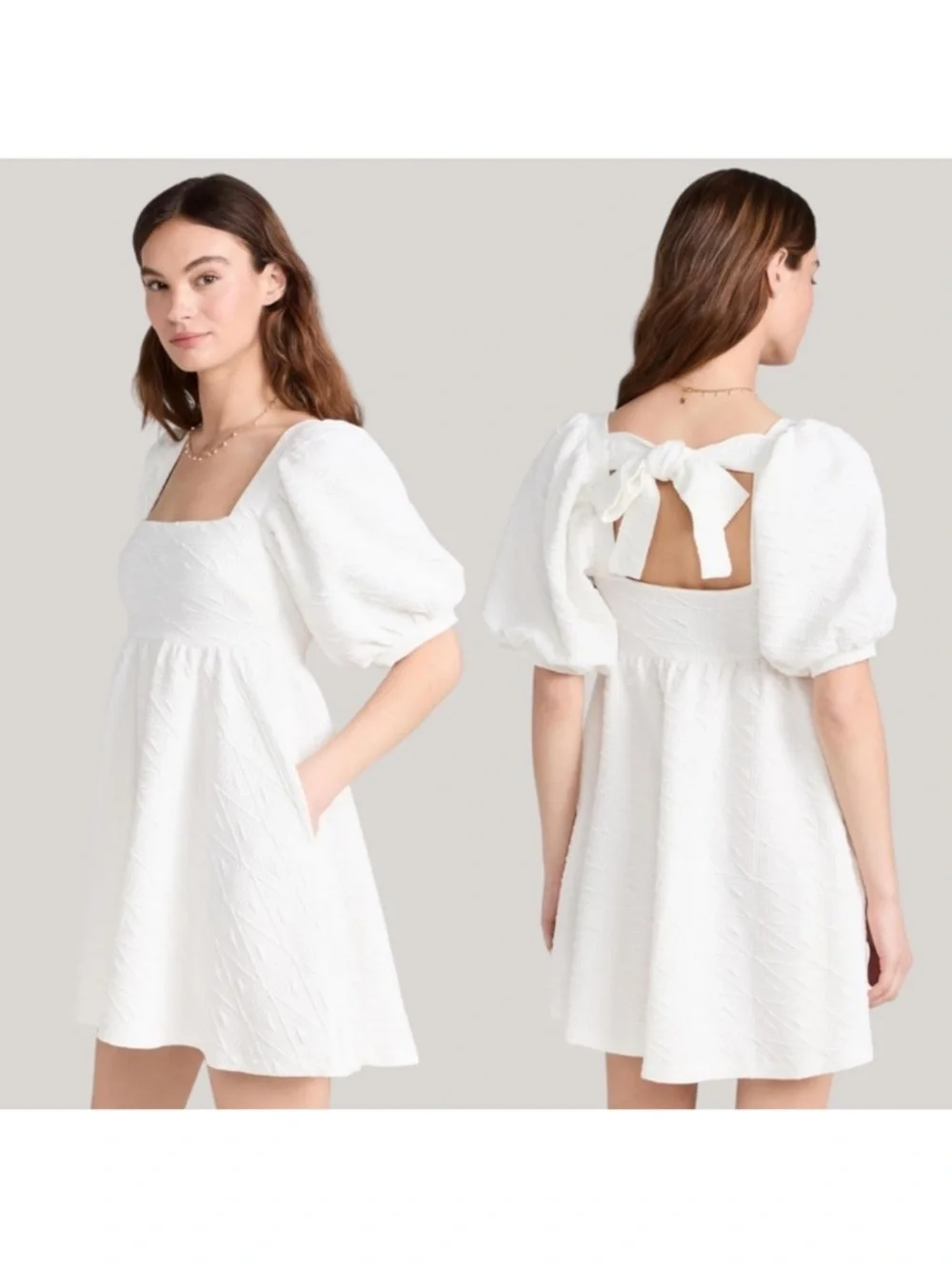 Free‎ People Violet Textured Puff-Sleeve Tie Back Mini Dress